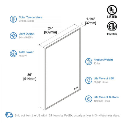 Stellar 24 Inch LED Mirror  - Shop at Home Craft Studio - 9