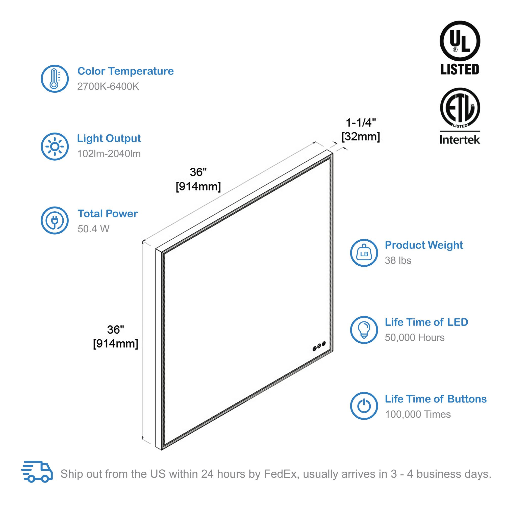 Stellar 36 Inch LED Mirror  - Shop at Home Craft Studio - 4