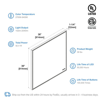 Stellar 36 Inch LED Mirror  - Shop at Home Craft Studio - 4