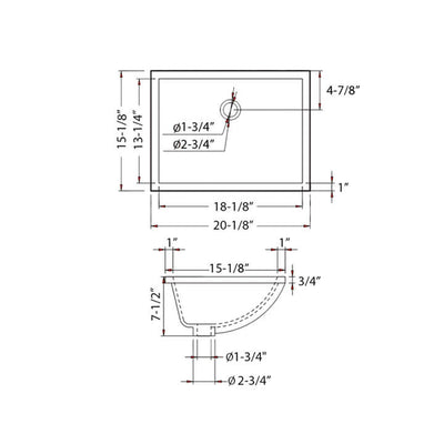 Undercounter Basin – Biscuit 20″ X 15″ Rectangular – C09 2015B  - Shop at Home Craft Studio - 2