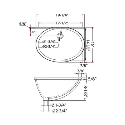 Undercounter Basin – White 19″ X 16″ Oval – C09 1916W  - Shop at Home Craft Studio - 2
