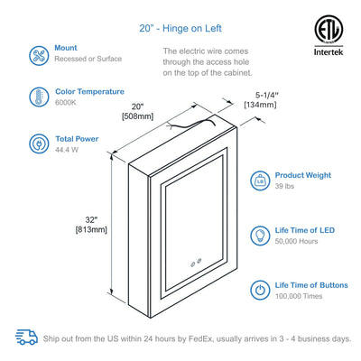 Vega – 20 Inches LED Medicine Cabinet  - Shop at Home Craft Studio - 2