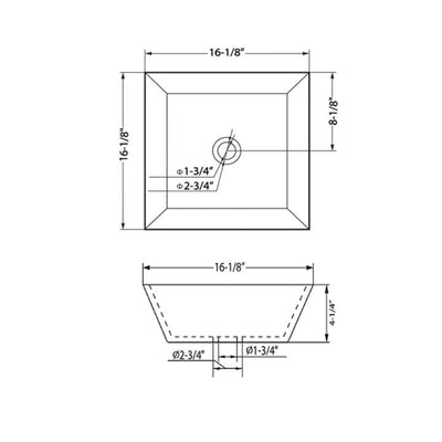 Vessel Ceramic Basin 16″ X 16″ Square – C04 1616  - Shop at Home Craft Studio - 2