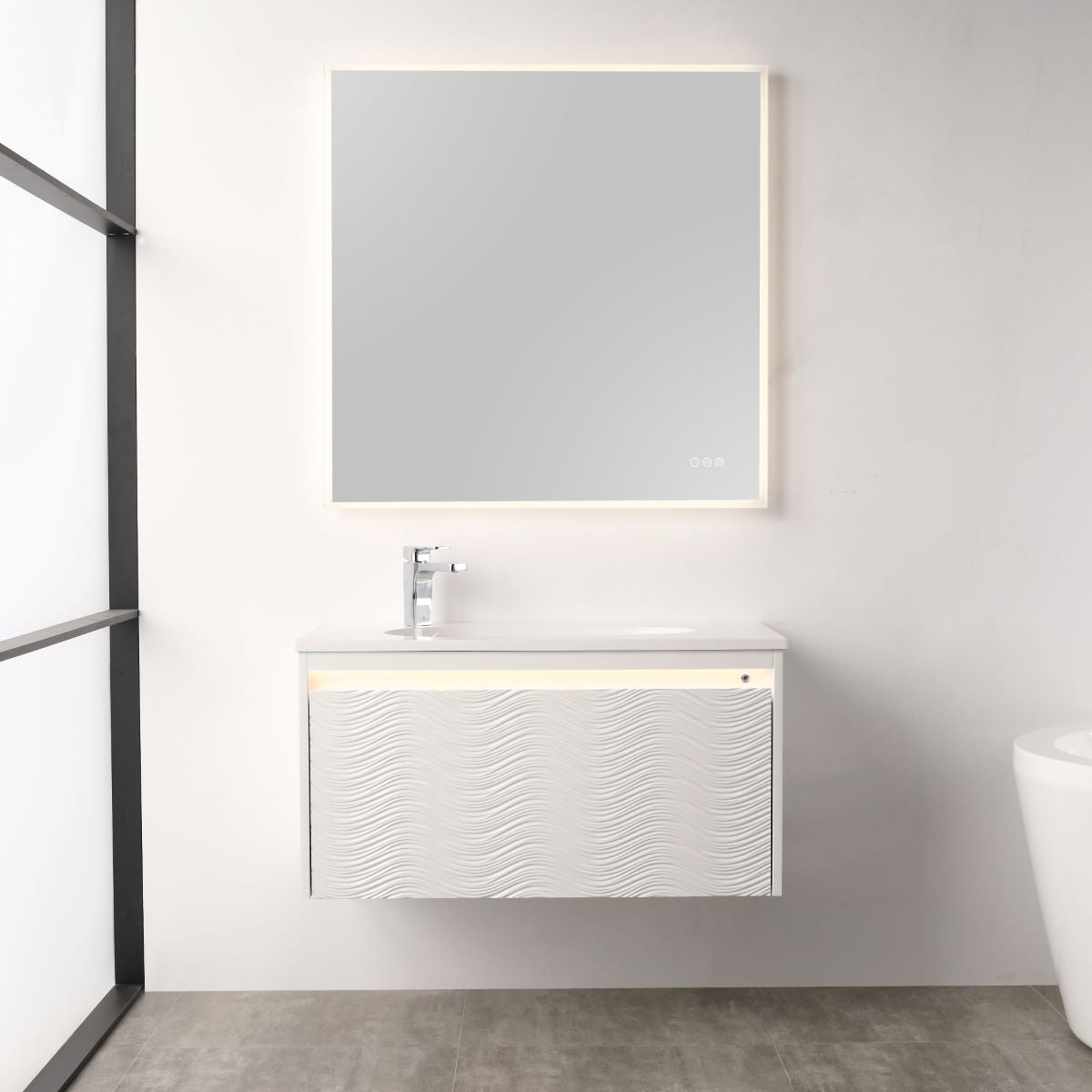 Voyage 36″ Vanity With Droplet-Shaped Basin (LED Illuminated)  - Shop at Home Craft Studio - 1