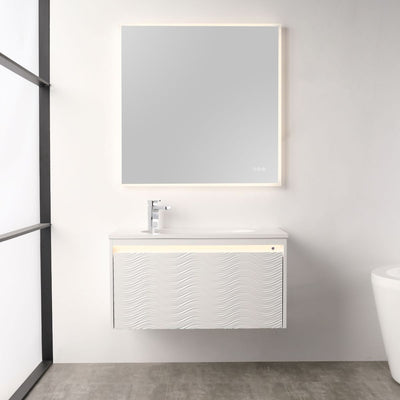 Voyage 36″ Vanity With Droplet-Shaped Basin (LED Illuminated)  - Shop at Home Craft Studio - 1