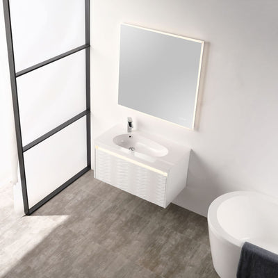 Voyage 36″ Vanity With Droplet-Shaped Basin (LED Illuminated)  - Shop at Home Craft Studio - 2