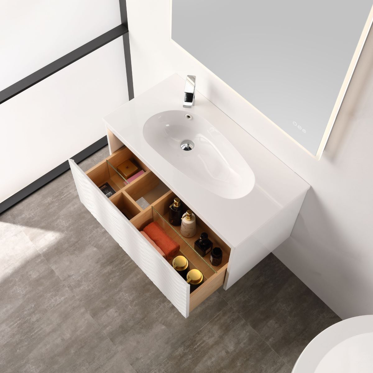 Voyage 36″ Vanity With Droplet-Shaped Basin (LED Illuminated)  - Shop at Home Craft Studio - 3