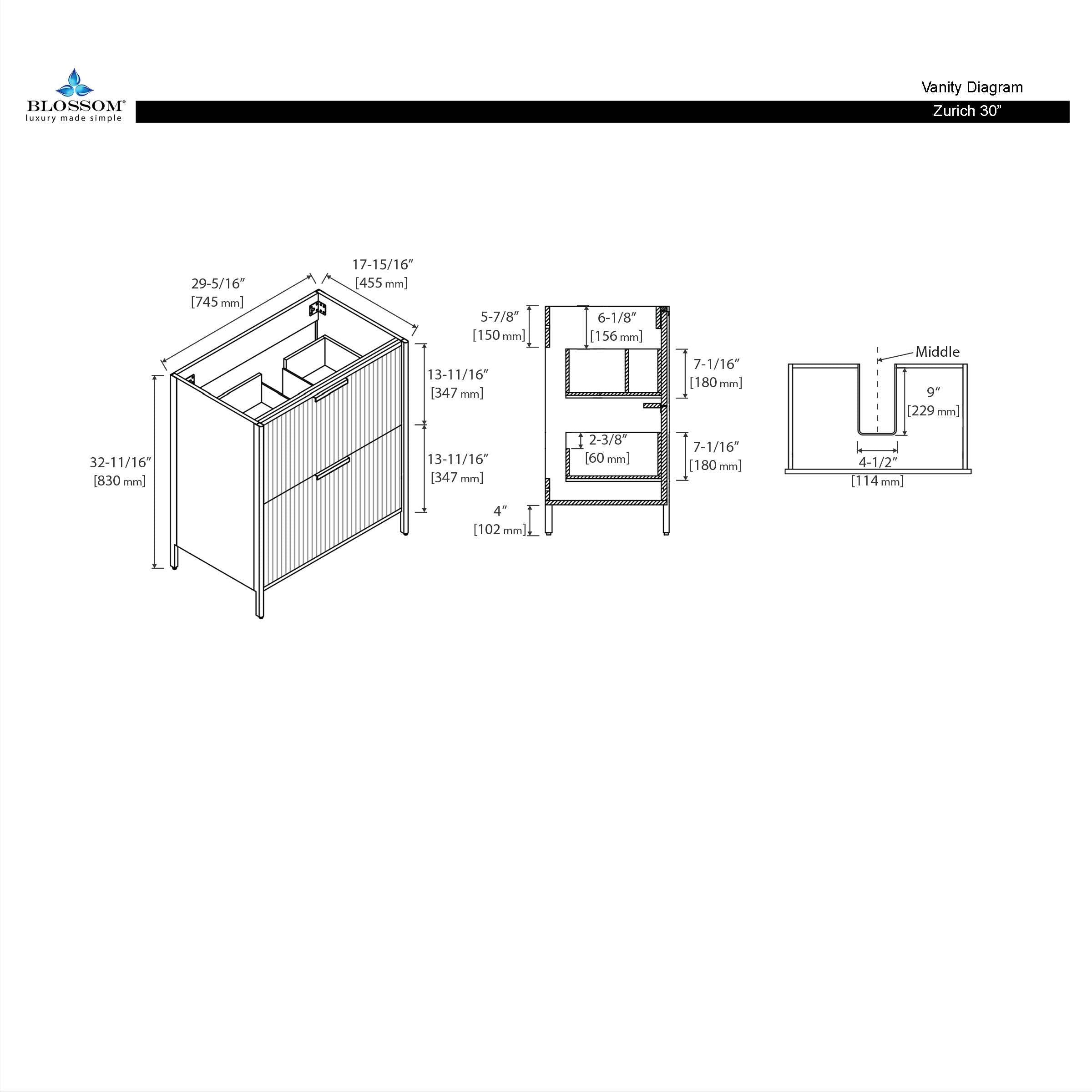Zurich 30″ Vanity  - Shop at Home Craft Studio - 12