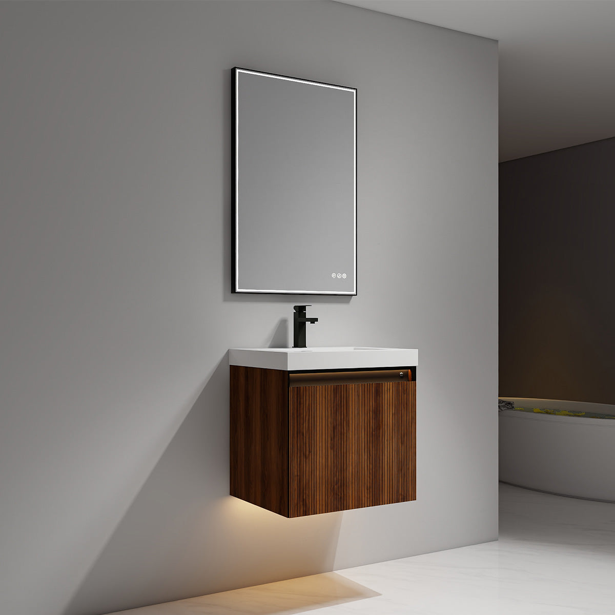 Lille – 24 Inch Vanity – Brown Walnut Strip