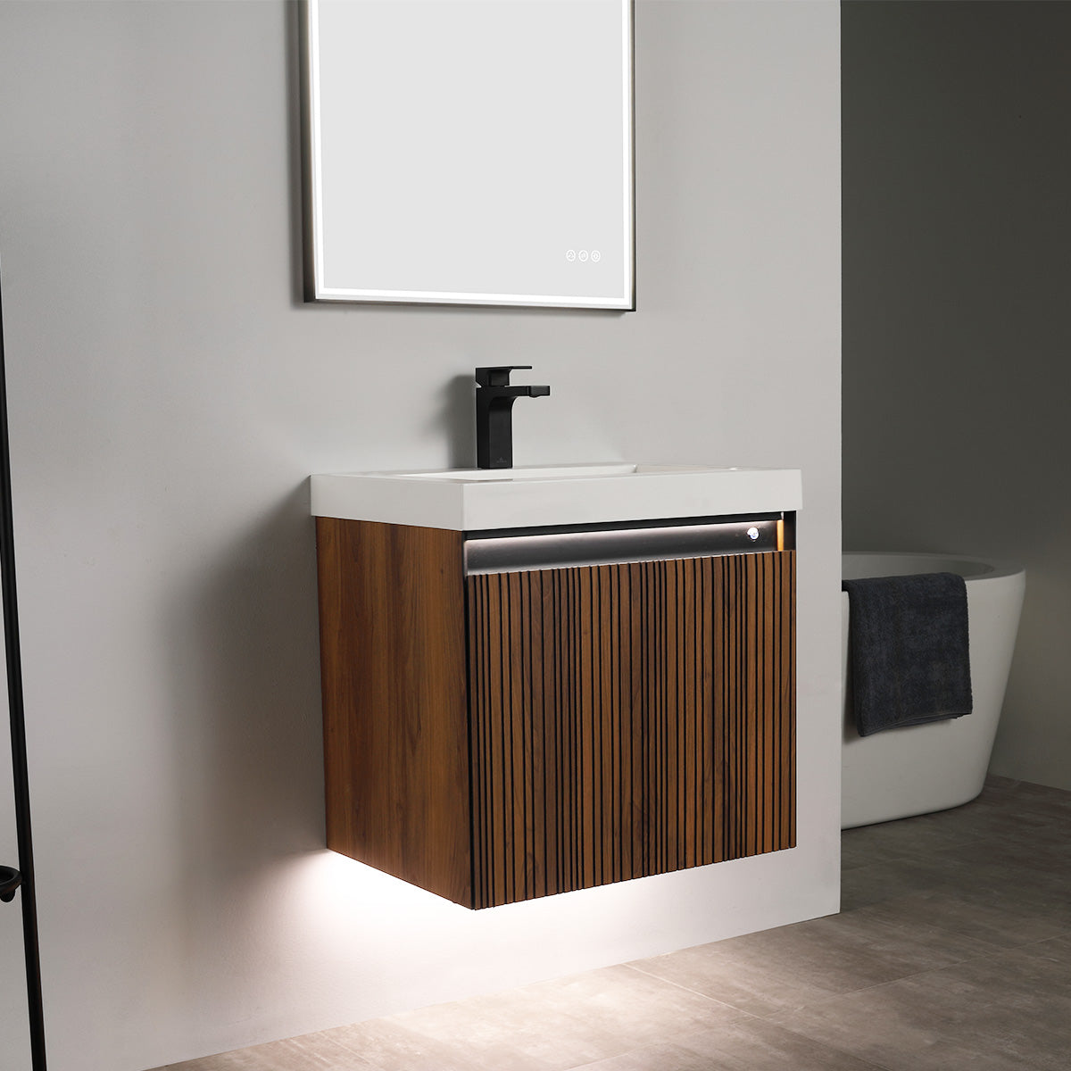 Lille – 24 Inch Vanity – Brown Walnut Strip