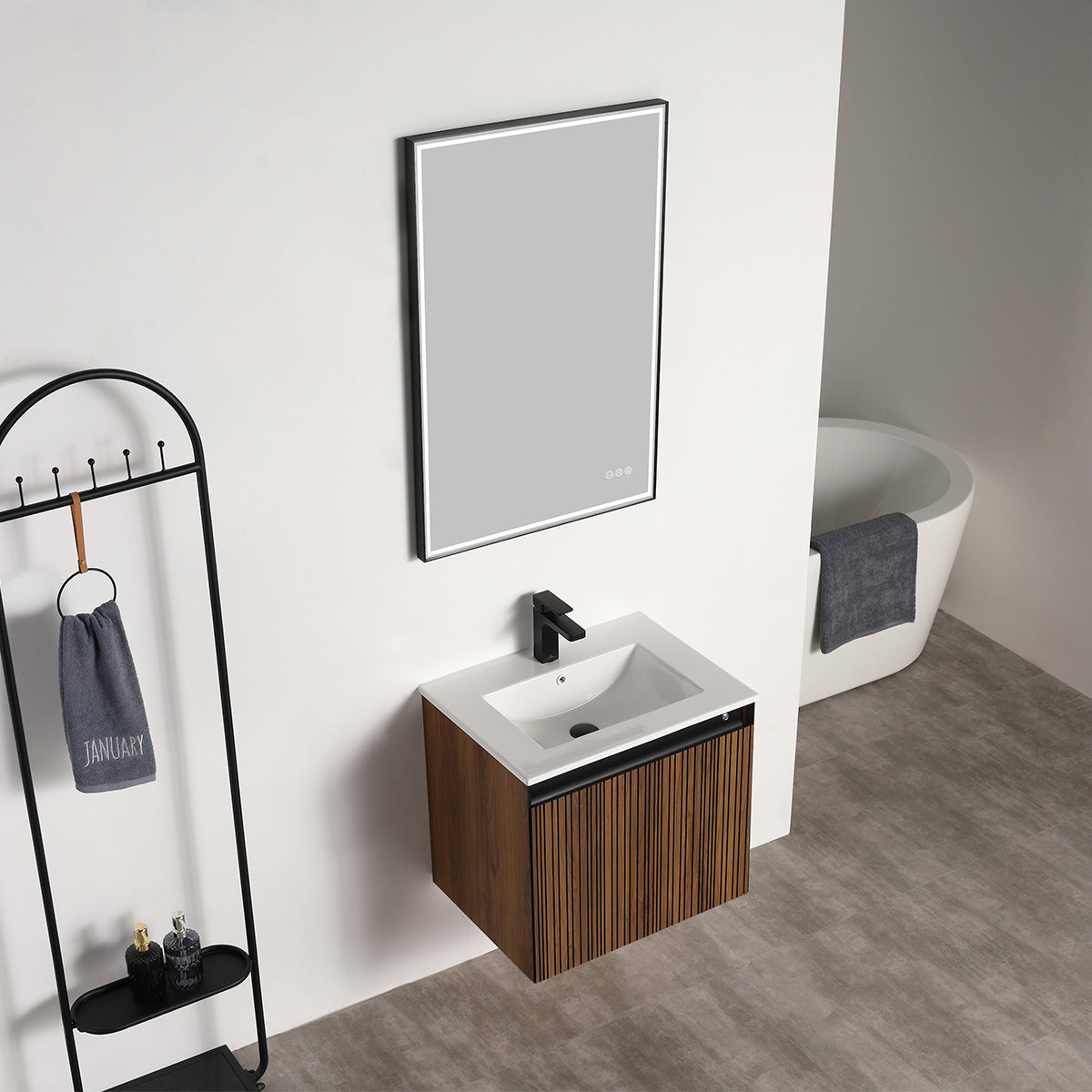 Lille – 24 Inch Vanity – Brown Walnut Strip