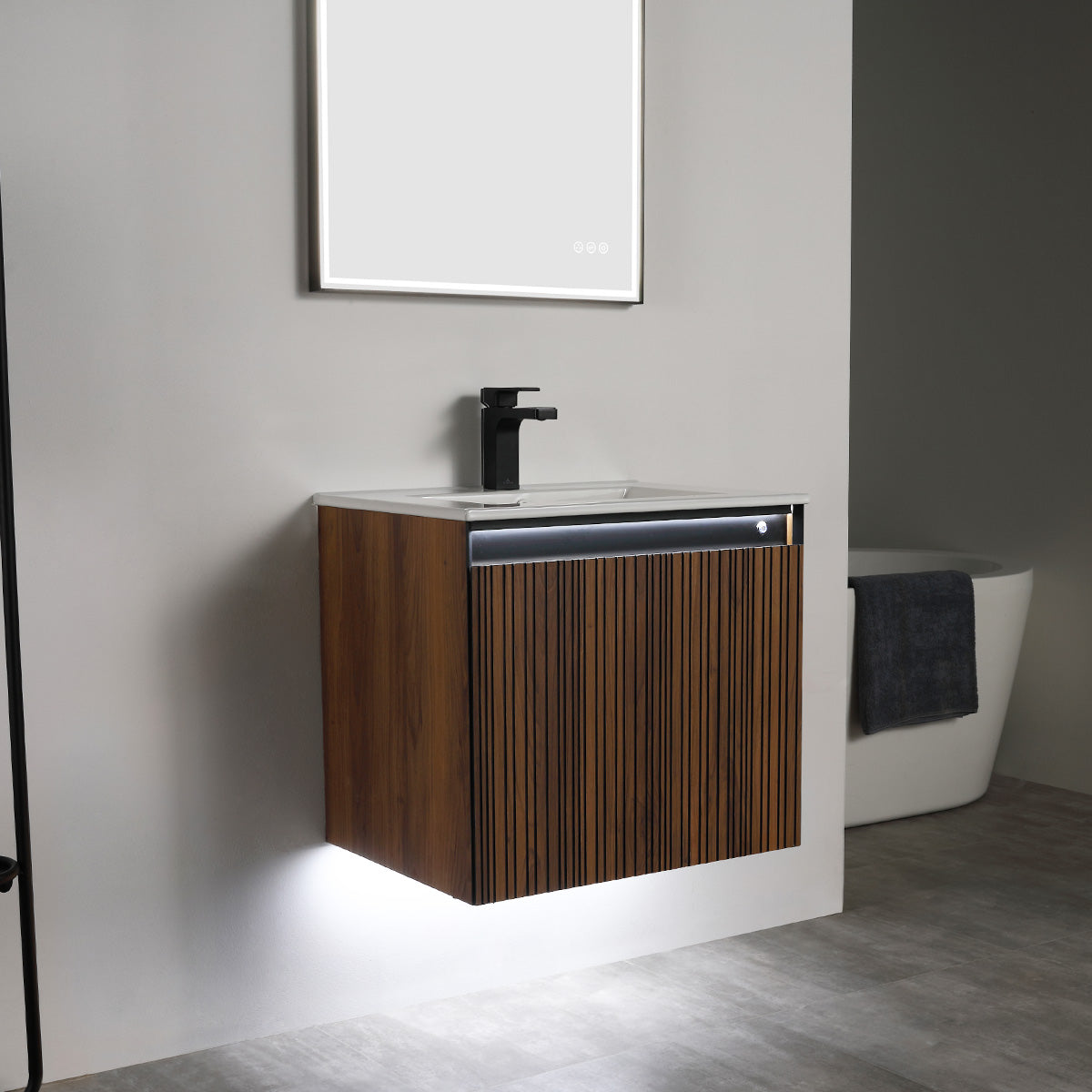 Lille – 24 Inch Vanity – Brown Walnut Strip