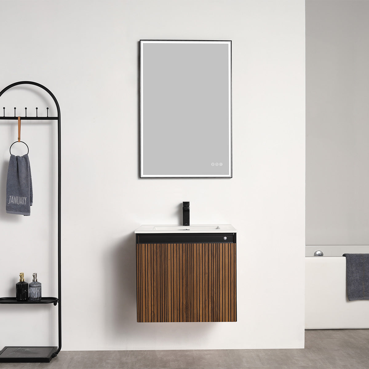 Lille – 24 Inch Vanity – Brown Walnut Strip