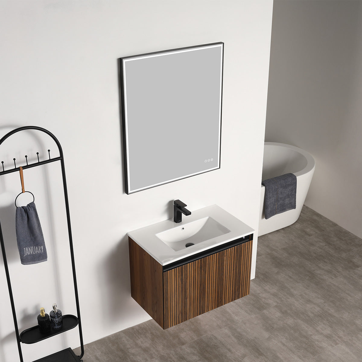 Lille – 30 Inch Vanity – Brown Walnut Strip