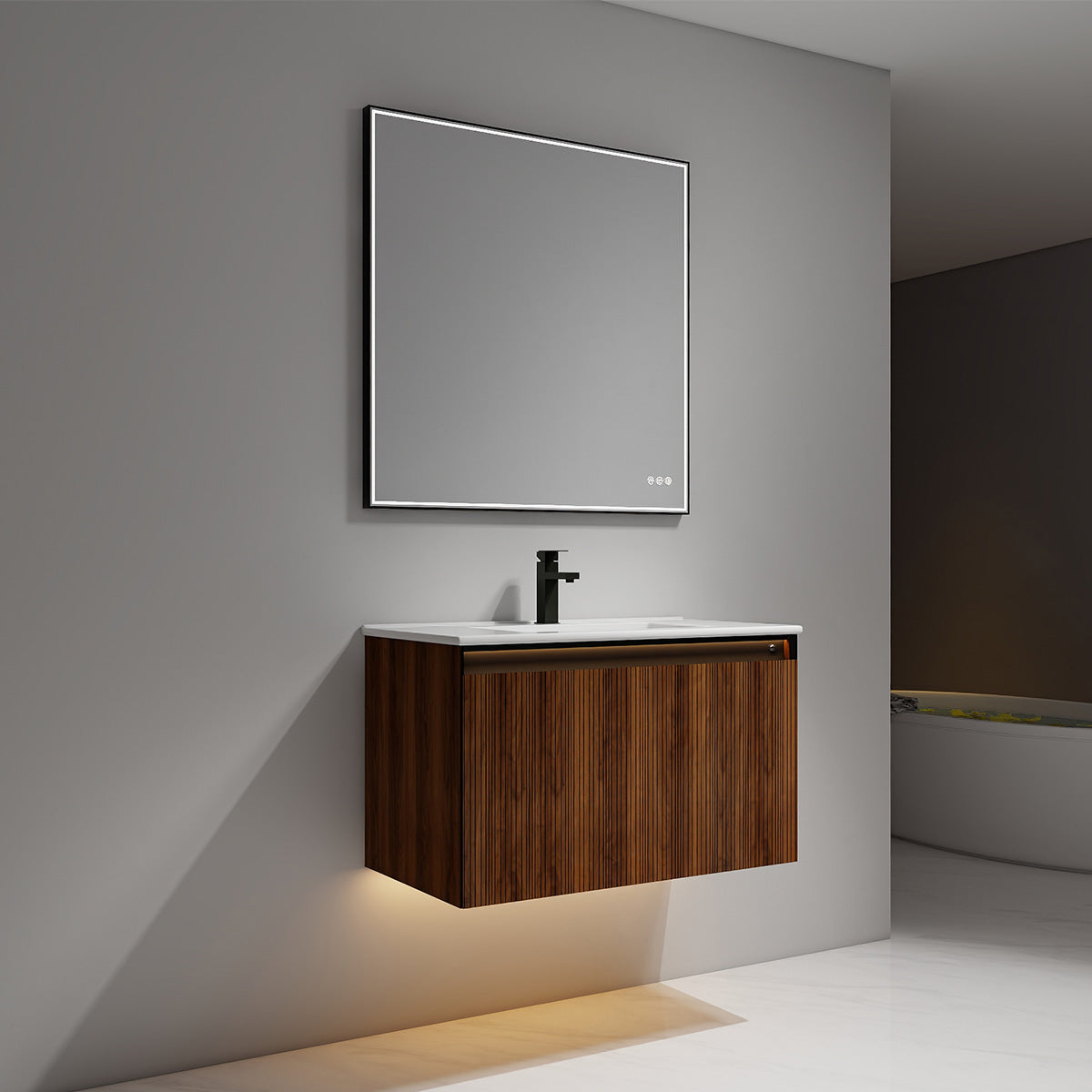 Lille – 36 Inch Vanity – Brown Walnut Strip