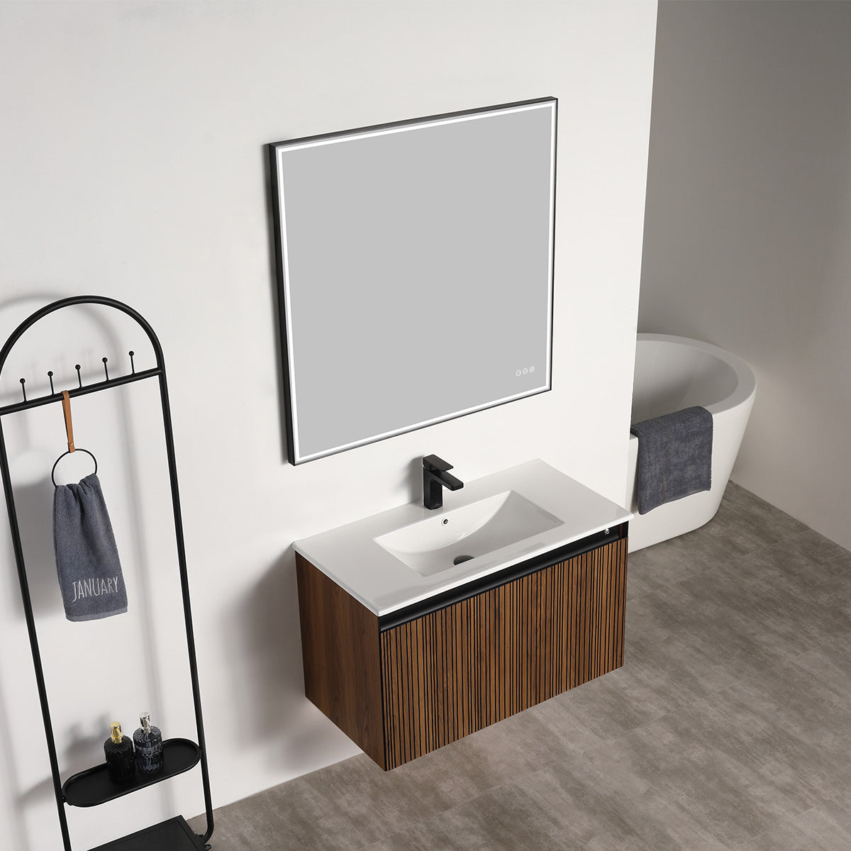 Lille – 36 Inch Vanity – Brown Walnut Strip