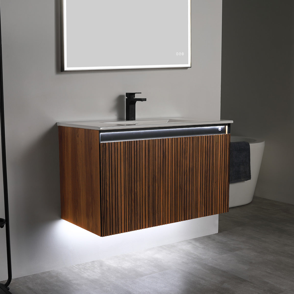 Lille – 36 Inch Vanity – Brown Walnut Strip