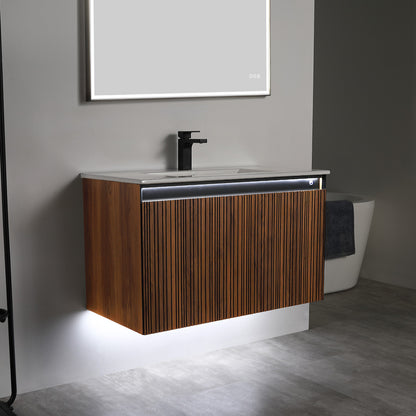 Lille – 36 Inch Vanity – Brown Walnut Strip