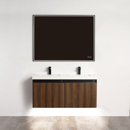 Lille – 48 Inch Double Vanity – Brown Walnut Strip