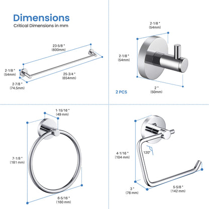 Halo 5-Piece Bathroom Hardware Set - C-CBA14-5-2