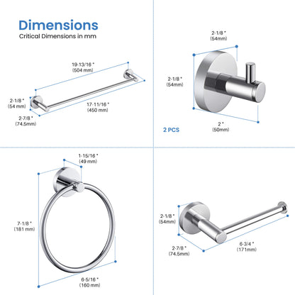 Halo 5-Piece Bathroom Hardware Set - C-CBA14-5-3