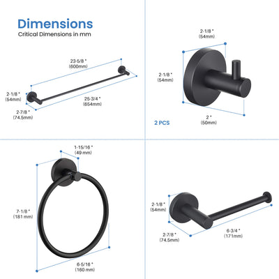 Halo 5-Piece Bathroom Hardware Set - C-CBA14-5-1