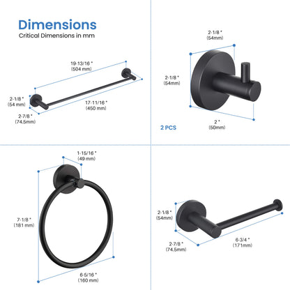 Halo 5-Piece Bathroom Hardware Set - C-CBA14-5-3
