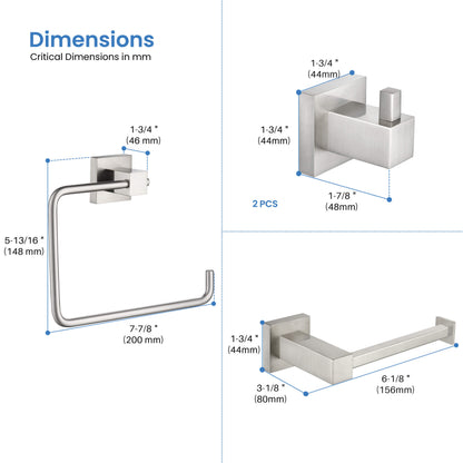 Quadra 4-Piece Bathroom Hardware Set - C-CBA15-4-1