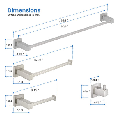 Quadra 4-Piece Bathroom Hardware Set - C-CBA15-4