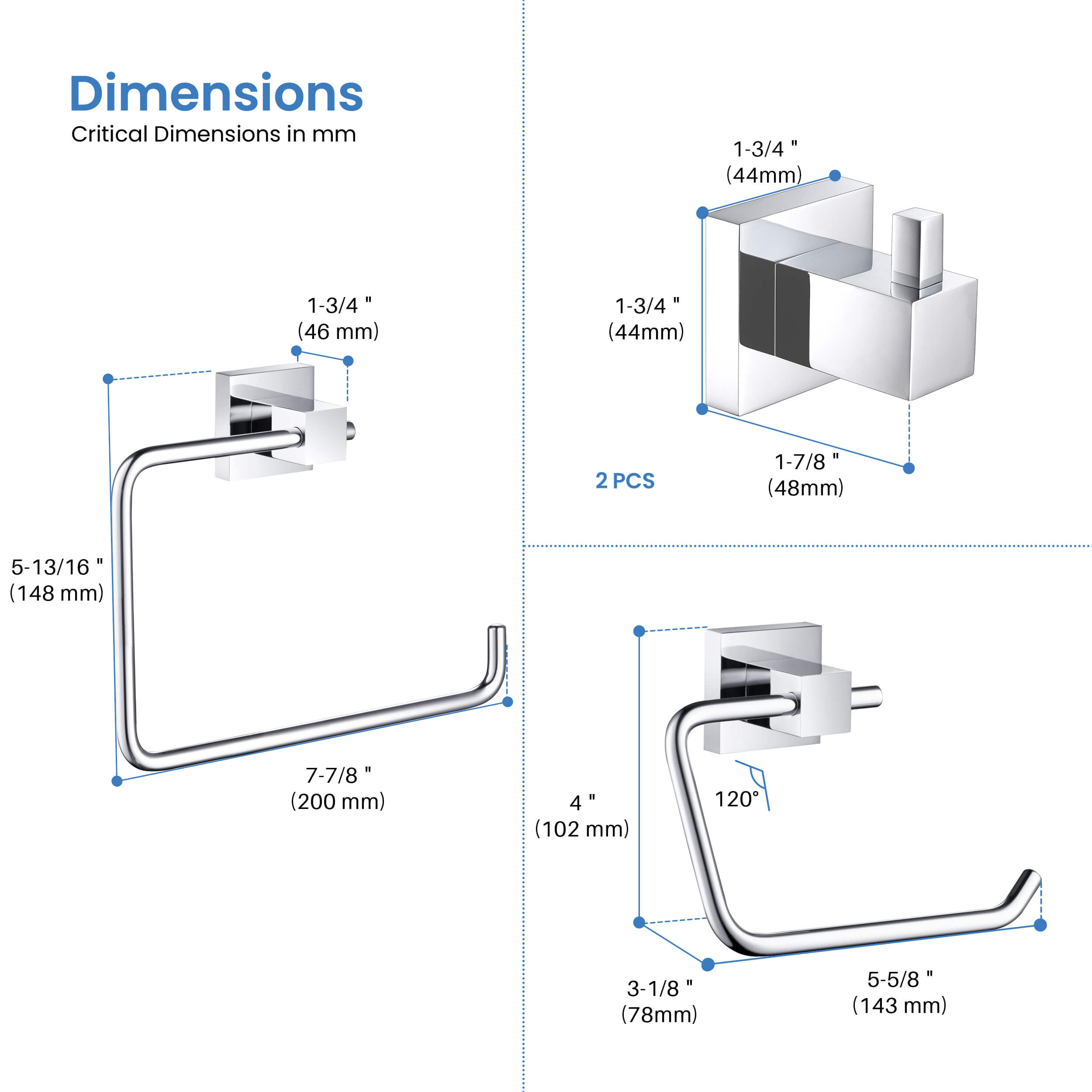 Quadra 4-Piece Bathroom Hardware Set - C-CBA15-4-2