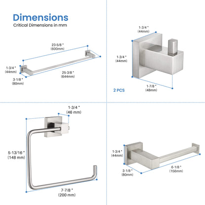 Quadra 5-Piece Bathroom Hardware Set - C-CBA15-5-1