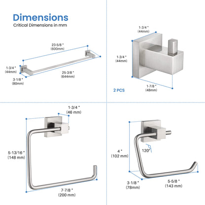 Quadra 5-Piece Bathroom Hardware Set - C-CBA15-5-2