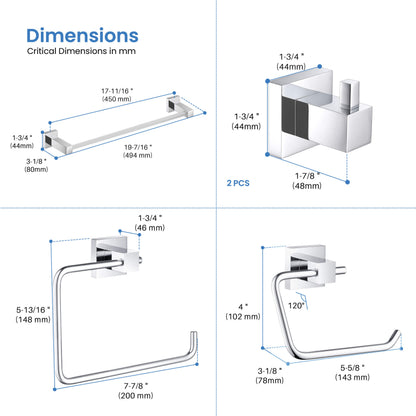 Quadra 5-Piece Bathroom Hardware Set - C-CBA15-5-4