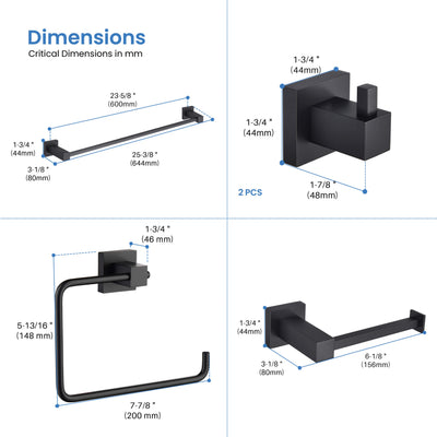 Quadra 5-Piece Bathroom Hardware Set - C-CBA15-5-1