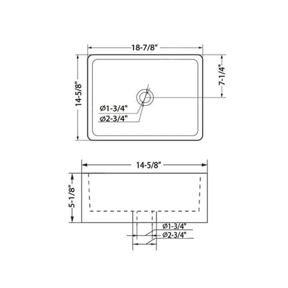 Vessel Ceramic Basin 19″ x 15″ Rectangular – C04 1915