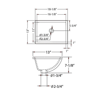 Undercounter Basin – White 18″ X 13″ Rectangular – C09 1813W