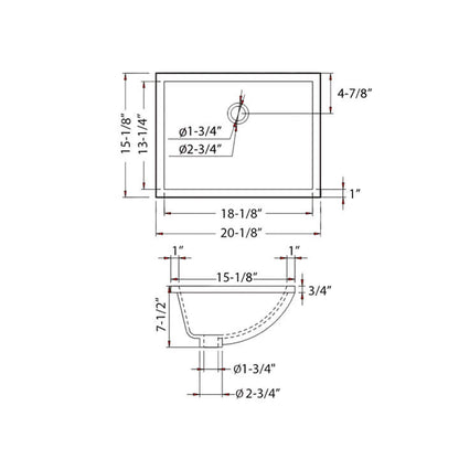 Undercounter Basin – Biscuit 20″ X 15″ Rectangular – C09 2015B