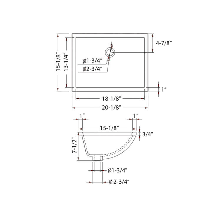 Undercounter Basin – Biscuit 20″ X 15″ Rectangular – C09 2015B