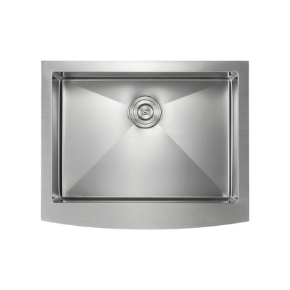 27" Handcrafted Farmhouse Apron Single Bowl Stainless Steel Kitchen Sink - C1-27SF
