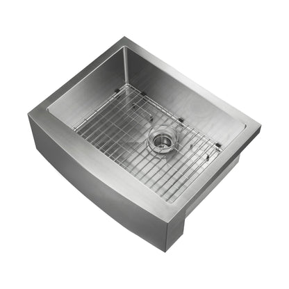 27" Handcrafted Farmhouse Apron Single Bowl Stainless Steel Kitchen Sink - C1-27SF