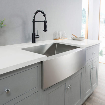 27" Handcrafted Farmhouse Apron Single Bowl Stainless Steel Kitchen Sink - C1-27SF