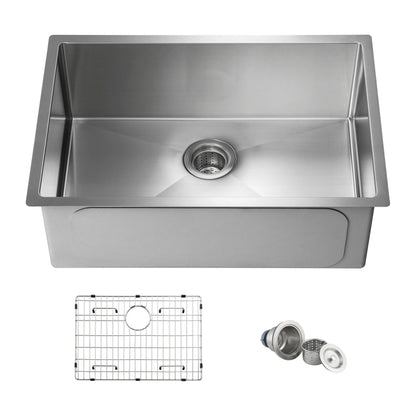 28" Handcrafted Undermount Single Bowl 16 gauge Stainless Steel Kitchen Sink - C1-28S