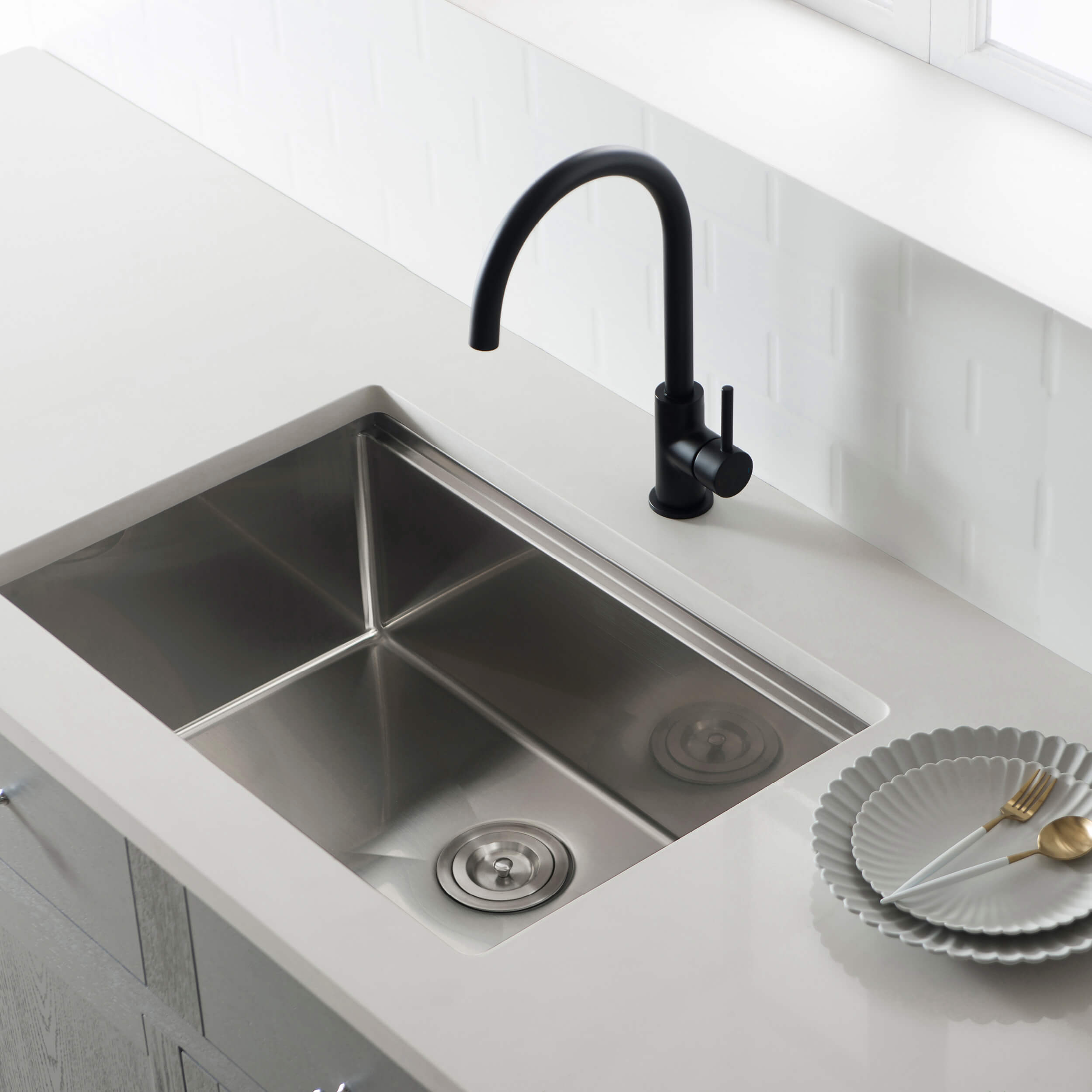 28" Undermount Single Bowl Stainless Steel Workstation Sink - C1-28ST