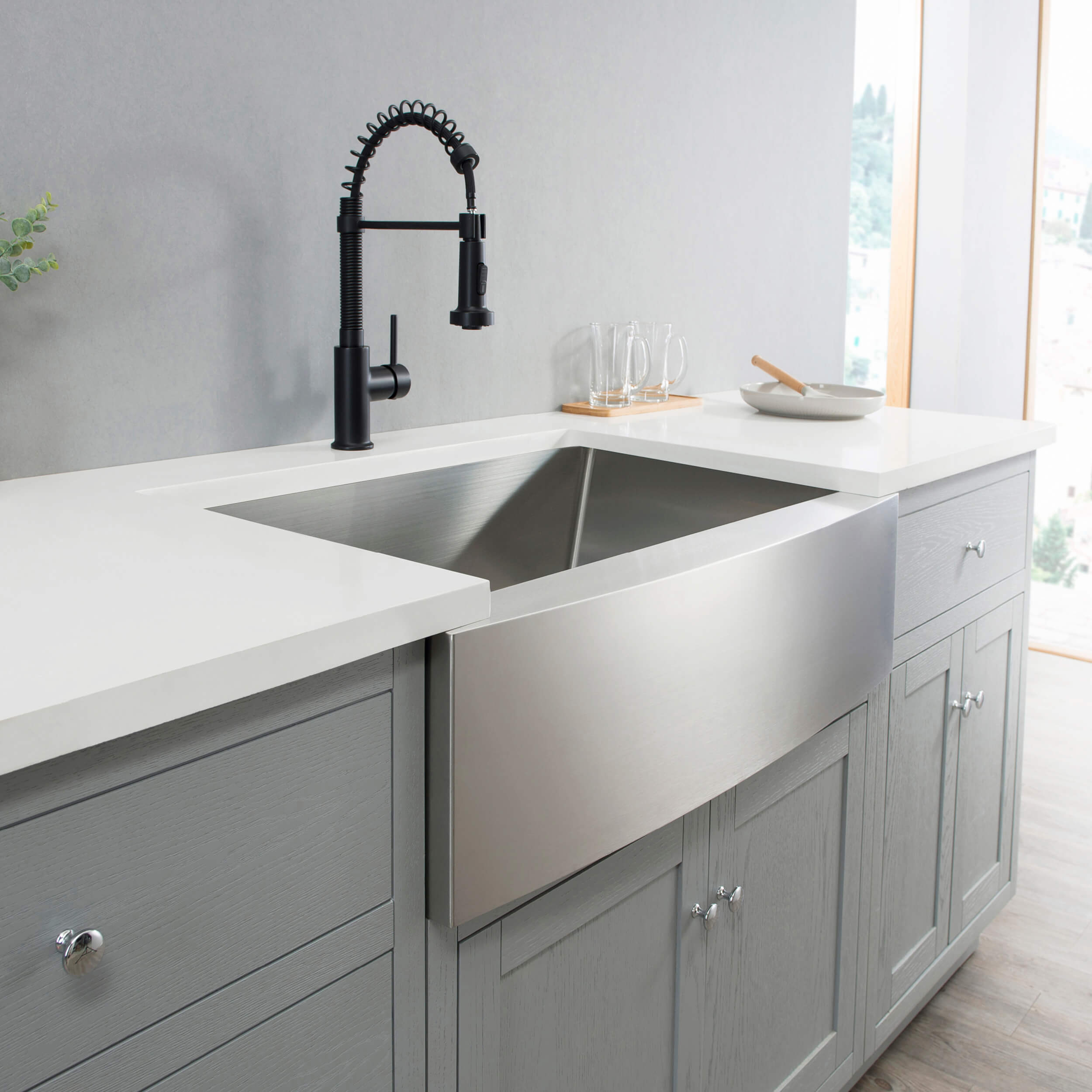 30" Handcrafted Farmhouse Apron Single Bowl Stainless Steel Kitchen Sink - C1-30SF