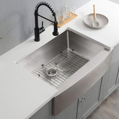 30" Handcrafted Farmhouse Apron Single Bowl Stainless Steel Kitchen Sink - C1-30SF
