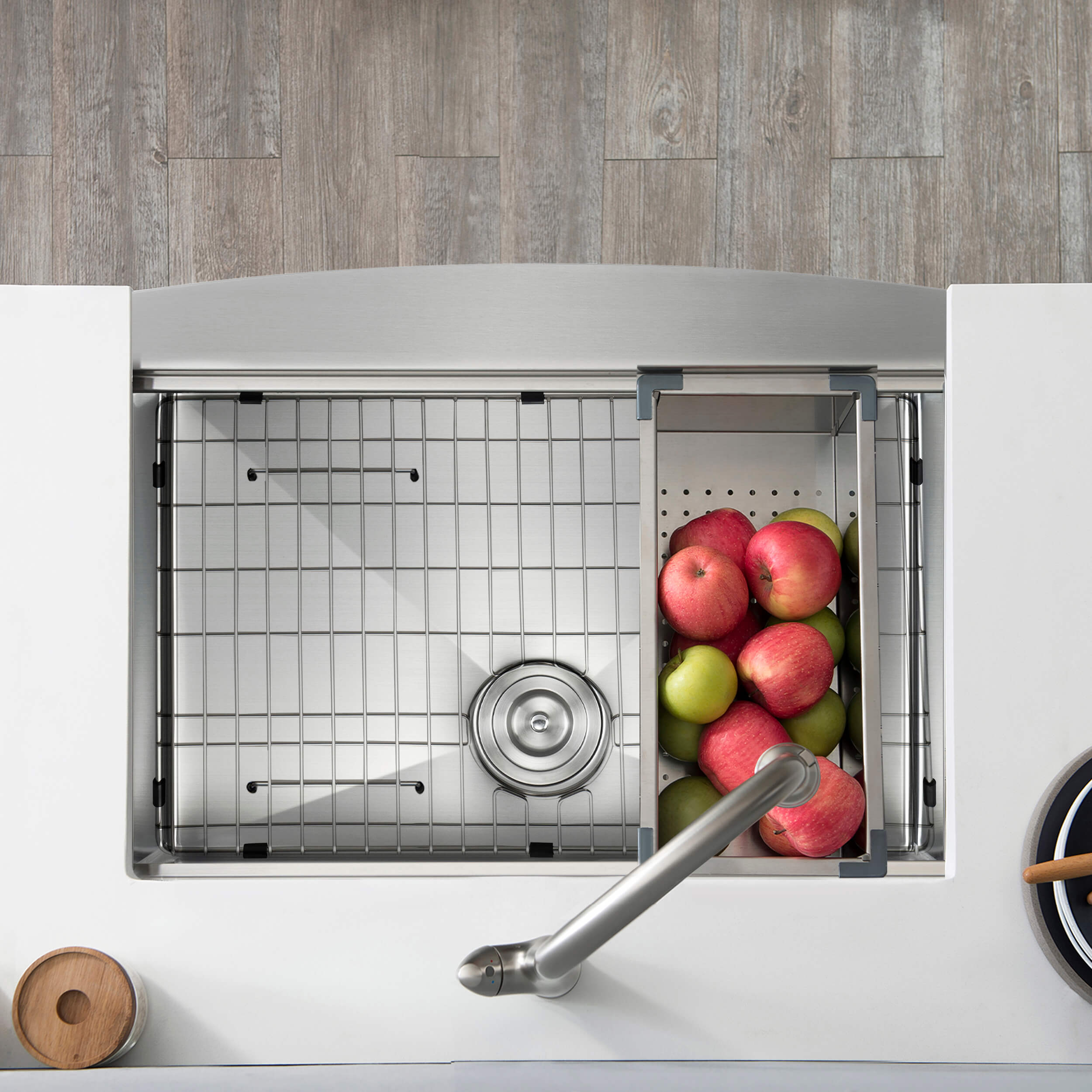 30" Farmhouse Apron Single Bowl Stainless Steel Workstation Kitchen Sink - C1-30SFT