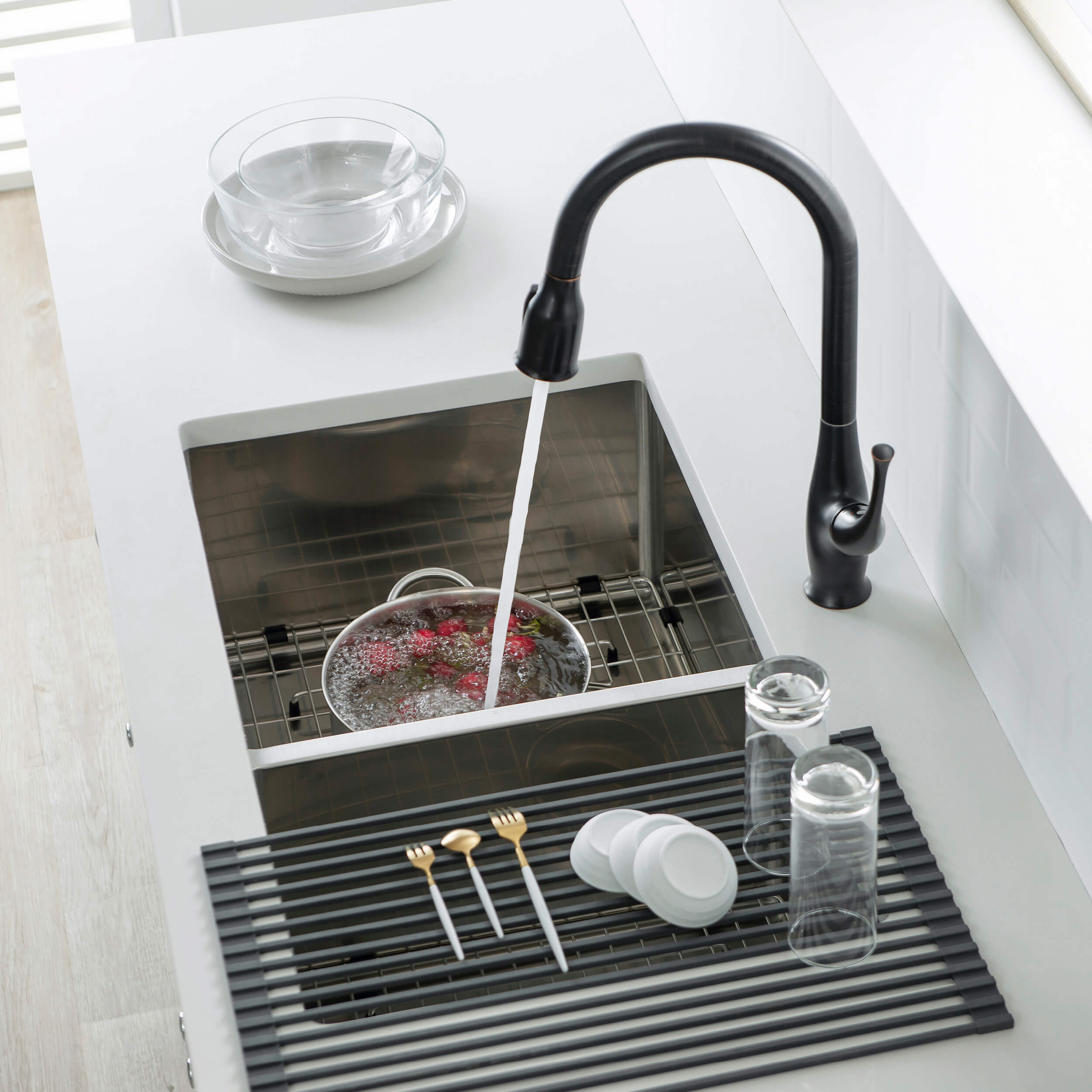32 3/4" Handcrafted Undermount Double Bowl Stainless Steel Kitchen Sink - C1-33DBS