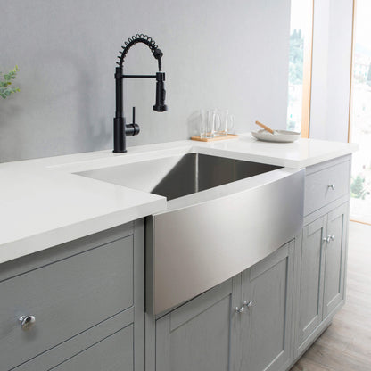 36" Handcrafted Farmhouse Apron Single Bowl Stainless Steel Kitchen Sink - C1-36SF