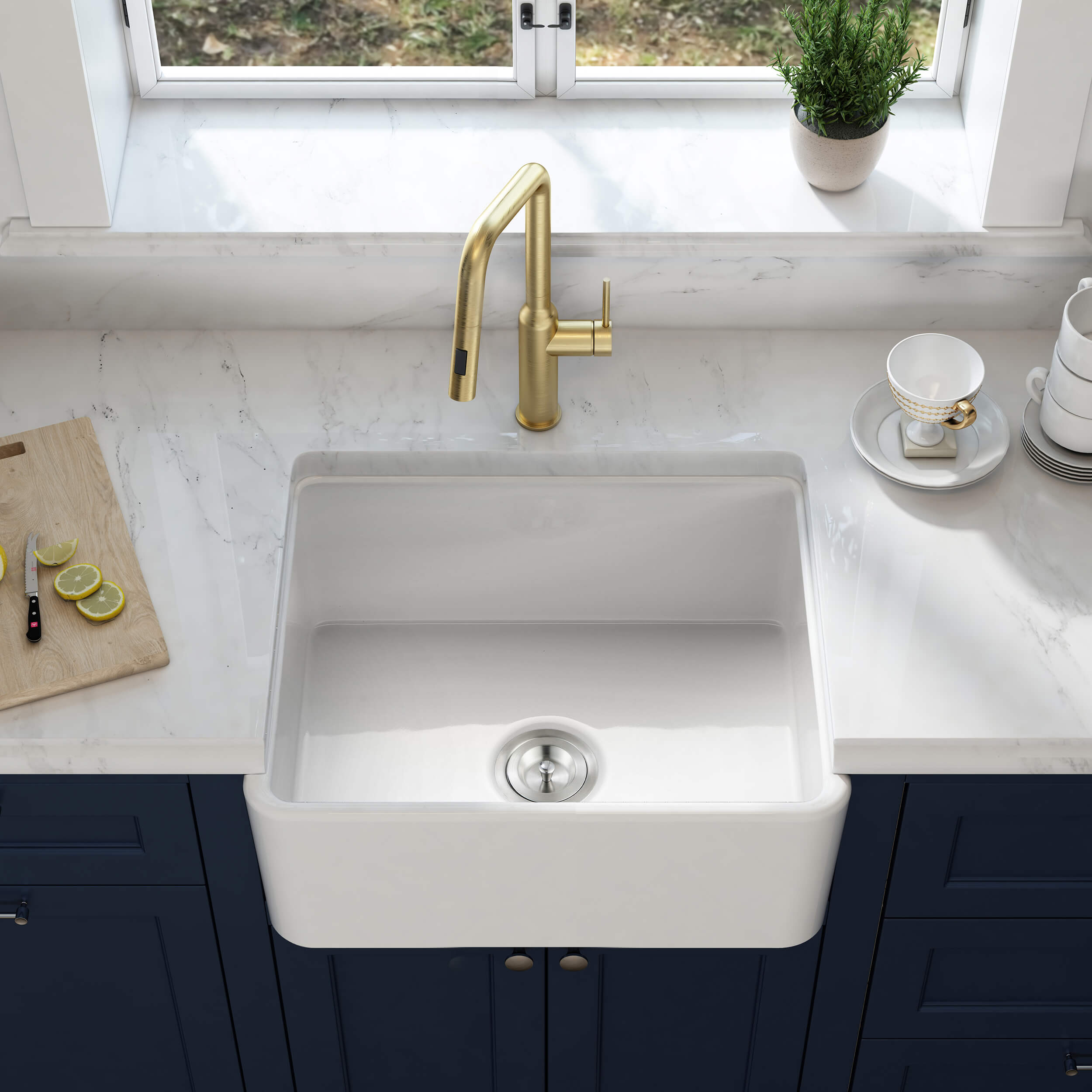 Nova 24" Fireclay Single Bowl Kitchen Farmhouse Sink - C2-24SF