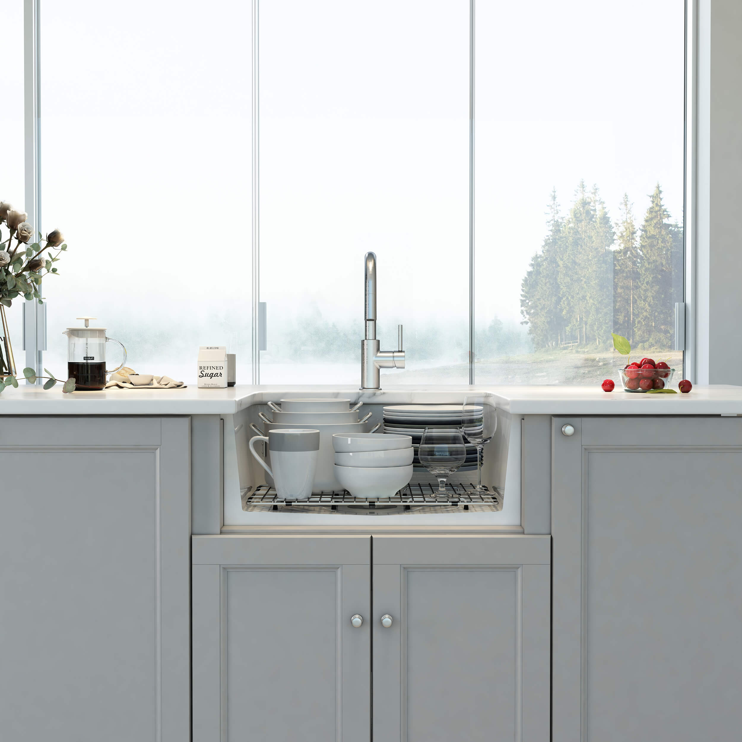 Nova 24" Fireclay Single Bowl Kitchen Undermount Sink - C2-24S